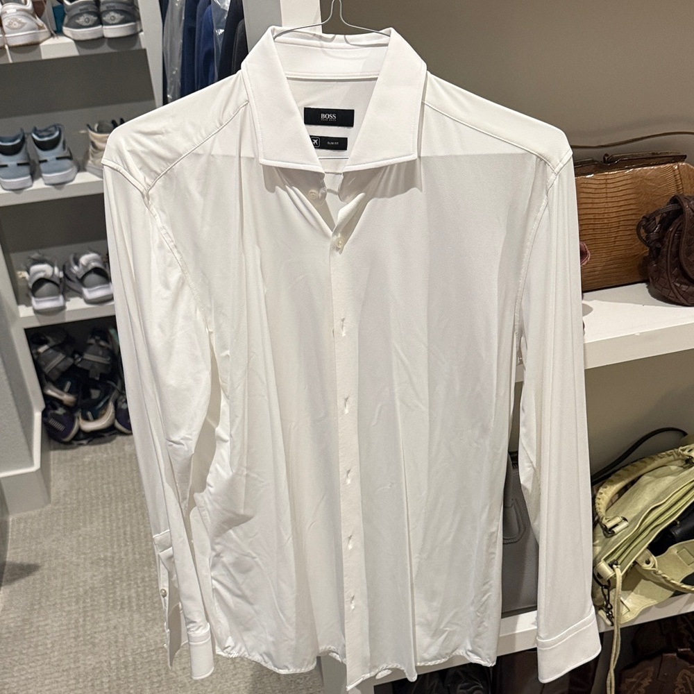 Boss Classic White Men's Dress Shirt (Slim 16.5)